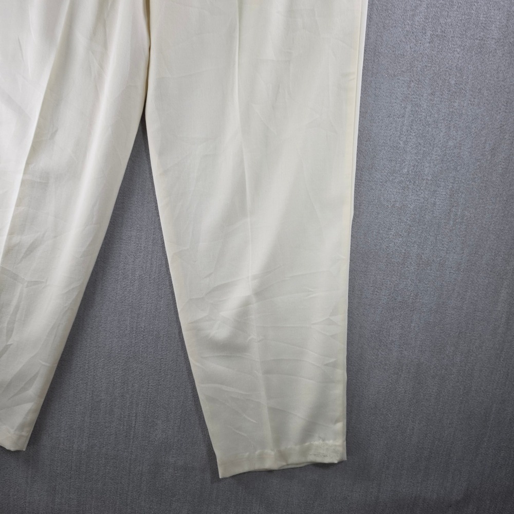 Worthington Pleated Trousers Women 16 Tall Cream Vintage High Waist Tapered Leg - Picture 15 of 16